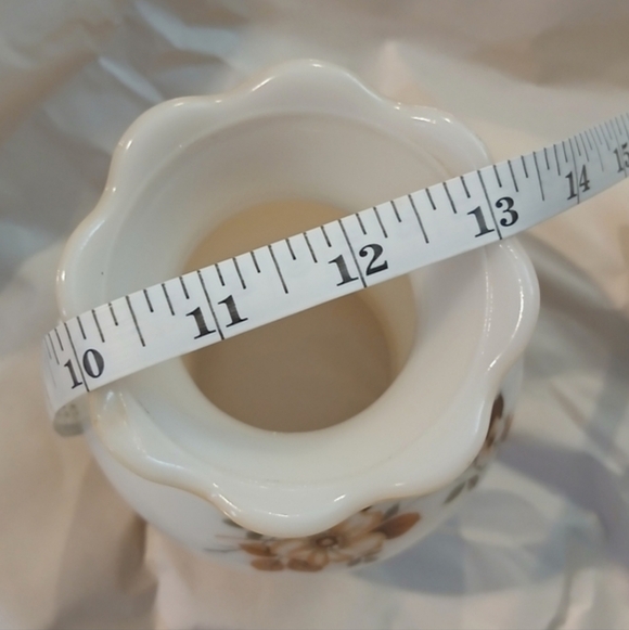 Vintage Milk Glass Hurricane Lamp Shade Ombre | Floral Amber | Romantic Cottage - Picture 11 of 16